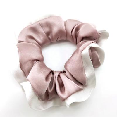 China Hair Decoration Multi-colors Luxury Pure Silk Hair Scrunchie 19mm Custom Size 22mm for sale