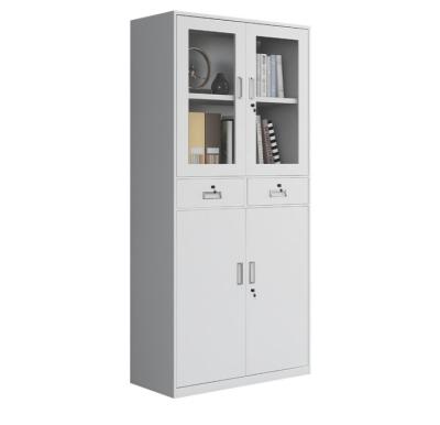 China Office Furniture Modern Glass Door Metal Filing Cabinet for sale