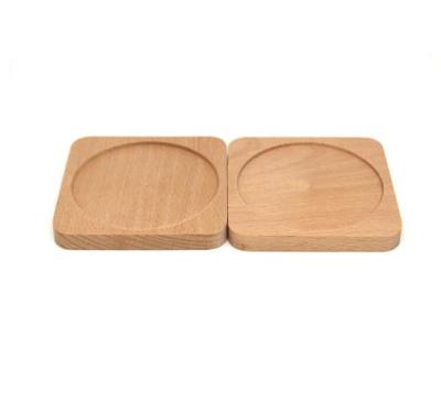 China Custom Unfinished Square White Beech Wood Housewarming Gift Wooden Tea Coaster Viable Wooden for sale