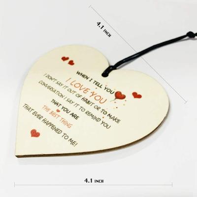 China Miss You Love Sign Europe Custom Handmade Wooden Gifts Perfect Hanging Heart I Shape Wooden Sign Plaque for sale