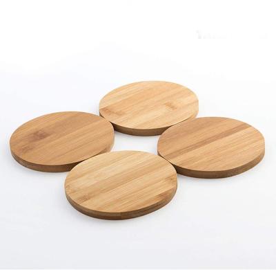 China Sustainable Home Kitchen Table Housewarming Gift Set 4 Natural Round Bamboo Drink Coasters for sale