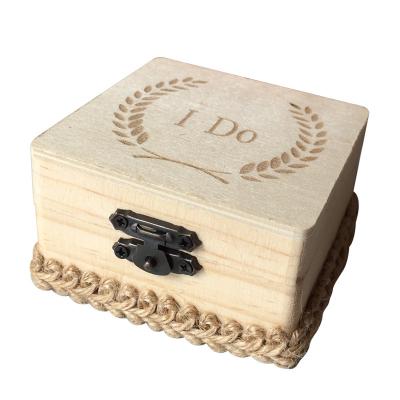 China Wooden Engagement Ring Boxes Wedding Jewelry Packaging Small Custom Logo Wooden Ring Box Handmade Handmade for sale