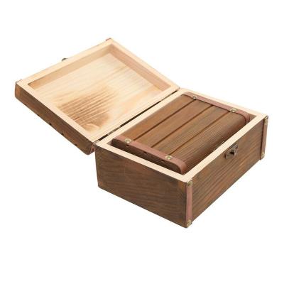 China Handmade Custom Burning Vintage Brown Wooden Jewelry Gift Storage Box For Decorating Crafts for sale