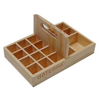 China Handmade Custom Essential Oil Holder Tray Wooden Essential Oil Bottle Box Organizer With Handle for sale