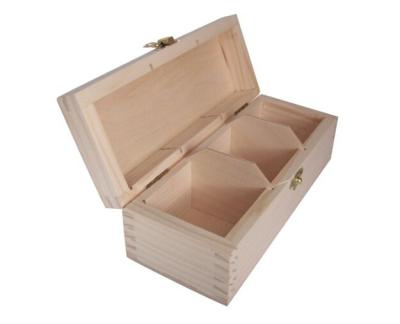 China Unfinished Small Handmade Simple Wooden 3 Compartments Wooden Organizer Tea Bag Packing Box For Tea for sale