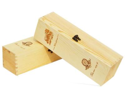 China Handmade Unfinished Wooden Simple Wine Box Wooden Bottle Wine Packing Box With Hinged Lid for sale