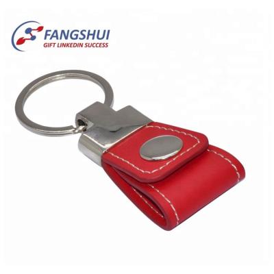 China Wholesale Cheap Simple Promotion/Business PU Metal Car Key Chains Customize Leather Key Chain for sale