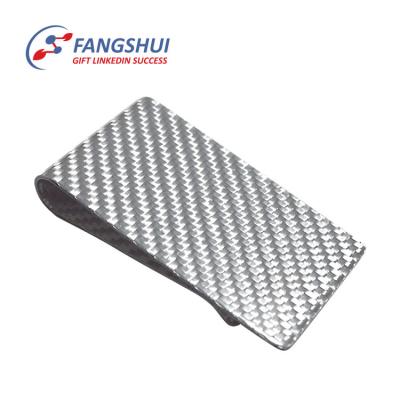 China Guangzhou Retail Front Pocket Carbon Fiber Stainless Steel Money Clip Wallet, Anti-theft Heavy Duty Metal Steel Money Clip for sale