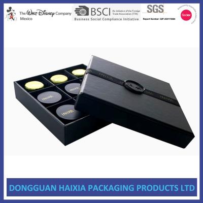 China Luxurious Black Rigid Paper Box Eco Friendly Packaging Box Handmade Featuring for sale