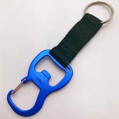 China Retail Industry Custom Short Lanyard Strap Key Chain Bottle Opener Carabiner for sale