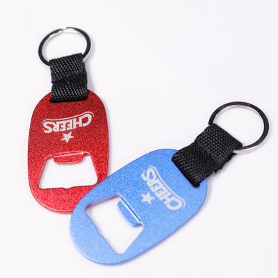 China Sustainable Bear Logo Aluminum Bar Bottle Opener Use Custom Chain Strap for sale