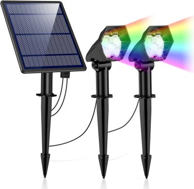 China Small Angle Free Standing Solar Spotlight Double Garden RGB Outdoor Waterproof Garden LED Solar Spotlight for sale