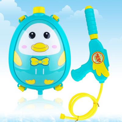 China Cute Cartoon Water Gun Children's Double Bottle Children's Interaction Ourdoor Toy Parent Summer Water Gun Backpack Toy With Toy backpack bubble g for sale