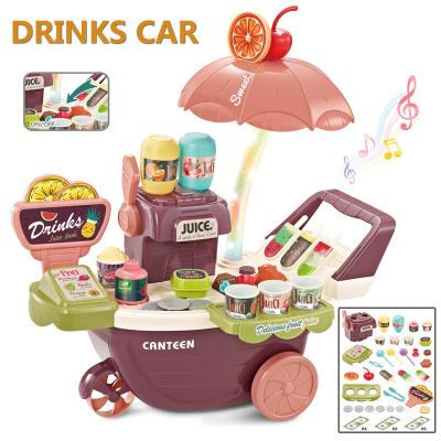 China Pretend Play Toy Set Kitchen Toy Pretend Play Macarone Ice Cream Cart Girl Toy Drink Cart Light Music Kids Kitchen Toy for sale