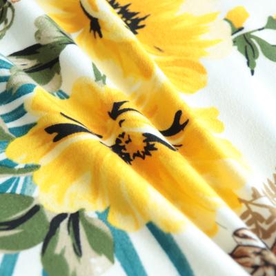 China Memory NO MOQ Customized Polyester Spandex DTY 2 Tank Top BrushFlower Group Pattern Print Dye Side Digital Stretch Fabric for sale