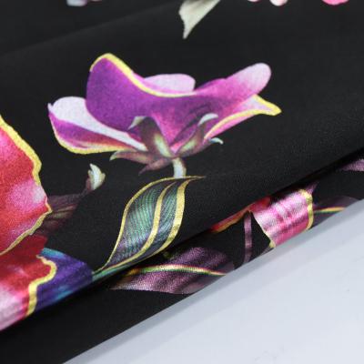 China Stretch Techno 3D Floral Pattern Foil Printed Jersey Fabrics Knitted 96 Polyester 4 Spandex Fabric For Shirt Textile Curtain for sale