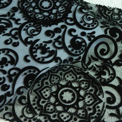 China Memory 2021 NEW ARRIVE 100% Polyester Flock Mesh Fabric For Women Dress for sale