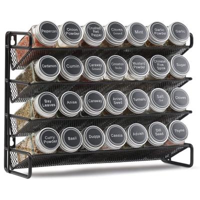 China 4-Tier Sustainable Wall Mounted Or Counter Top Kitchen Jars Bottle Storage Spice Racks Seasoning Organizer for sale