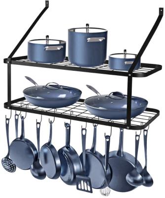 China Wall Mounted Pot Hooks And Pan Rack Kitchen Rack Organizer With 12 Viable NEW RUIMEI SMART Design for sale