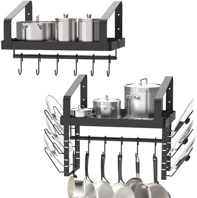 China Wall Mounted Pan Rack With Pots Pans Lids Organizer Viable RUIMEI New Smart Design for sale