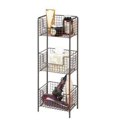 China Decorative Organizer Tower Rack RUIMEI Metal 3 Tier Storage Stand Bathroom UNIT Viable SMART Universal Shelving for sale