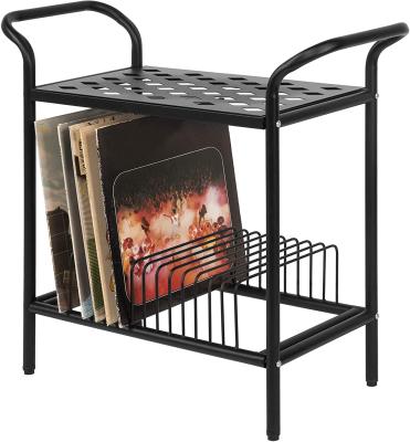 China Promotional Customized Countertop Metal Vinyl Record Rack With Turntable Storage Organizer For Home for sale