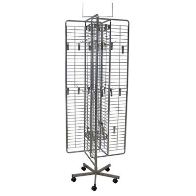 China Customized Revolving Metal Rack Floor Wire Display Stand Gridwall Rack Grid Panel Metal Wire Display Rack for sale