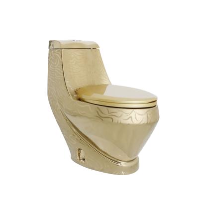 China Double-flow Sanitary Ware Hot Selling Gold Plated Ceramic Gold Toilet Bowl For Sale for sale