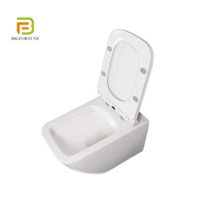 China Wholesale One Piece Double-flush Ceramic Wall Mounted Square Back to Wall Toilet Bowl for sale