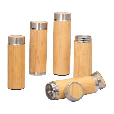 China Stainless Steel Viable Natural Bamboo Water Bottle Bamboo Lid for sale