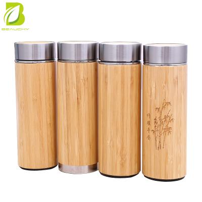 China Viable Custom Top Quality BPA Free Stainless Steel Bamboo Tea Bottle / Bamboo Water Infuser Bottle for sale