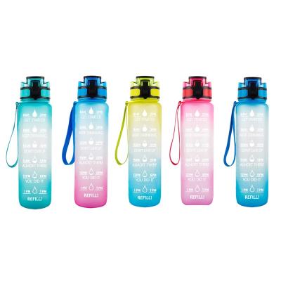 China Gym 1L Tritan BPA Sport Viable Outdoor Custom Motivation Free Gallon Plastic Water Bottle With Time Marker for sale