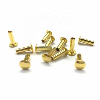 China Environmental Semi Tubular Metal Gold Color Round Head Rivets For Dressing Case for sale