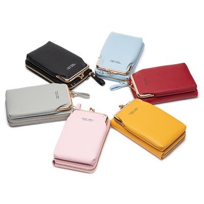 China Women Anti-theft Shoulder Bag Cross - Body Version Solid Color Multifunctional Korean Mini Mobile Phone Bags Wallet for sale