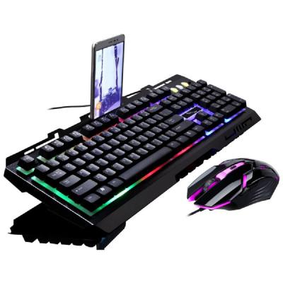 China G700 Membrane Gaming Keyboard + Mouse Set USB Metal Internet Cafe Photoelectric Cable Backlight Suspended Type for sale