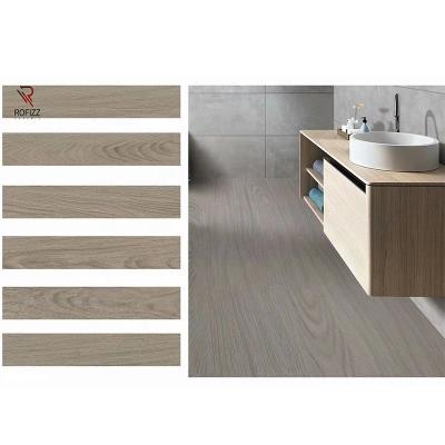 China 20*120CM Dark Color Rectangle Matte Porcelain Dirt-resistant Modern Interior Bedroom Looks Like Wood Texture Ceramic Floor Tiles for sale