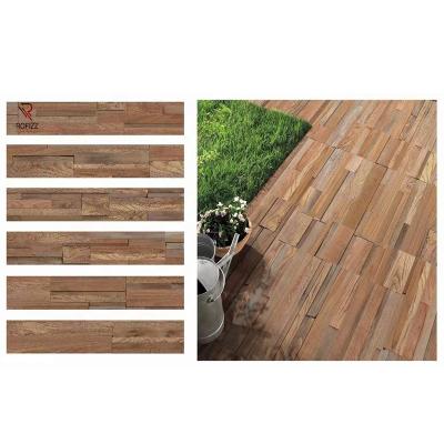 China modern wooden rectangle Dirt-resistant Matte Interior Color Porcelain Rustic Tiles for sale