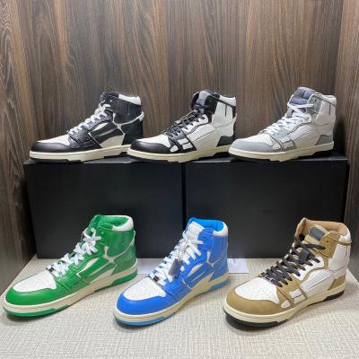 China Two Tone Fashion Trend With Hollow/Cool Design Above Mid Cut Out Round Skull Applique Splice Main Colors Couple Street Fashion Brand Sneakers for sale