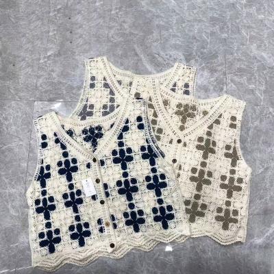 China Cute Fashion Crochet Vest Women Embroidery Sweater Vest Summer Lady's Breathable Floral Floral Girl Hollow Knitted Vest for sale