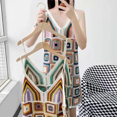 China Fashion Summer Breathable Women Hollow Out Dress Lady Cute Knitted Long Slip Dress Bohemia Style Dress for sale