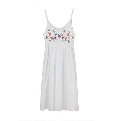 China Fashion Summer Breathable Women Lace Up Slip Dress Lady Cute Hollow Knitted Long Dress Sweet Sleeveless Embroidery Crochet Floral Dress for sale