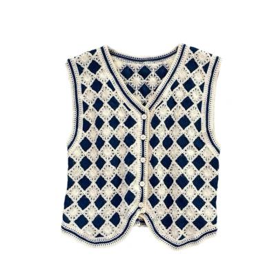 China Lady Spring Knitted Vest Breathable Hollow Sweater Vest Fashion Women Fashion Sleeveless Tank Tops for sale