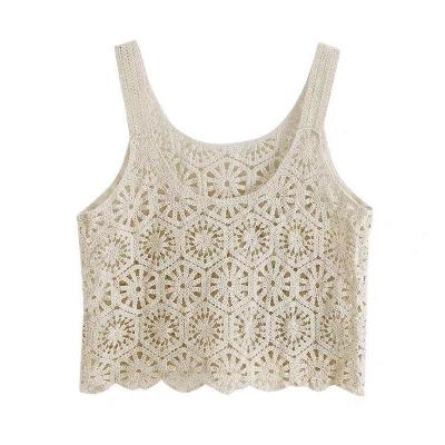 China Women Summer Breathable Hollow Knitted Vest Lady Tank Top Girl Camisole Crop Tops for sale