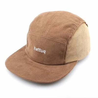 China High Quality Custom Made COMMON 5 Panel Corduroy Camp Hat, Running Camper Gorras Hat, Embroidery Logo Camping Hat for sale