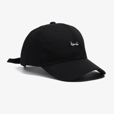 China DAD COMMON Black Hat Custom Embroidery Sports Cotton Twill Structured 6 Panel Brass Buckle Baseball Cap for sale