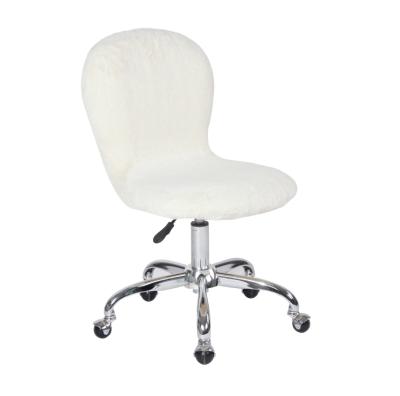 China Ergonomic Armless Computer Desk Chair (Size) Color Adjustable Modern White Fabric Chair Fur Office Chair for Conference Room, Home Office for sale