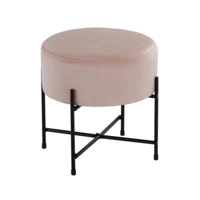 China Carlford OEM Footstool Round Ottoman Seat Faux Fur Plush Chair Velvet Round Shape Living Room Chair for sale