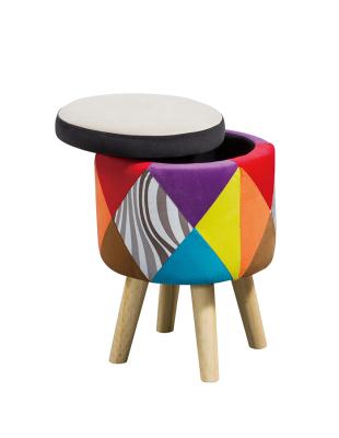 China Colorful Stool Carlford OEM Home Round Storage Ottoman Upholstered Small Stool Chair For Living Room for sale