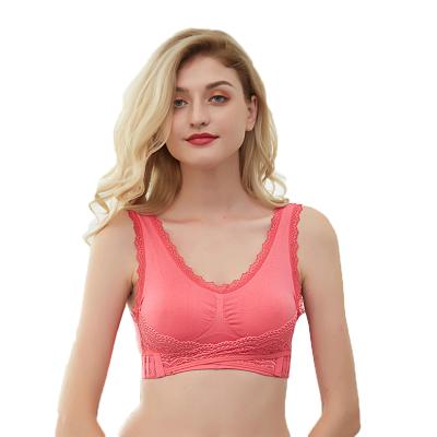 China Antibacterial The Best Designer Lace Cross Front Buckle Posture Corrector Bra New for sale