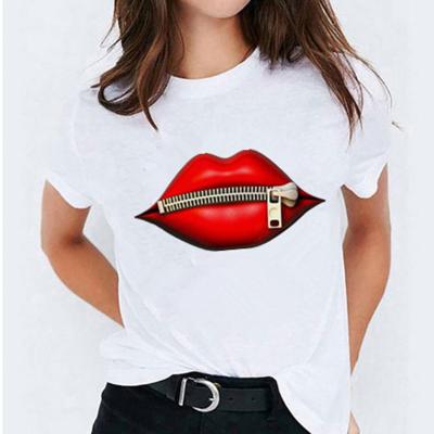 China Red Women'S QUICK DRY QUICK DRY Zipper Casual Short Lip Sleeve Tees Tops Womens Tee Funy Female T-shirt for sale